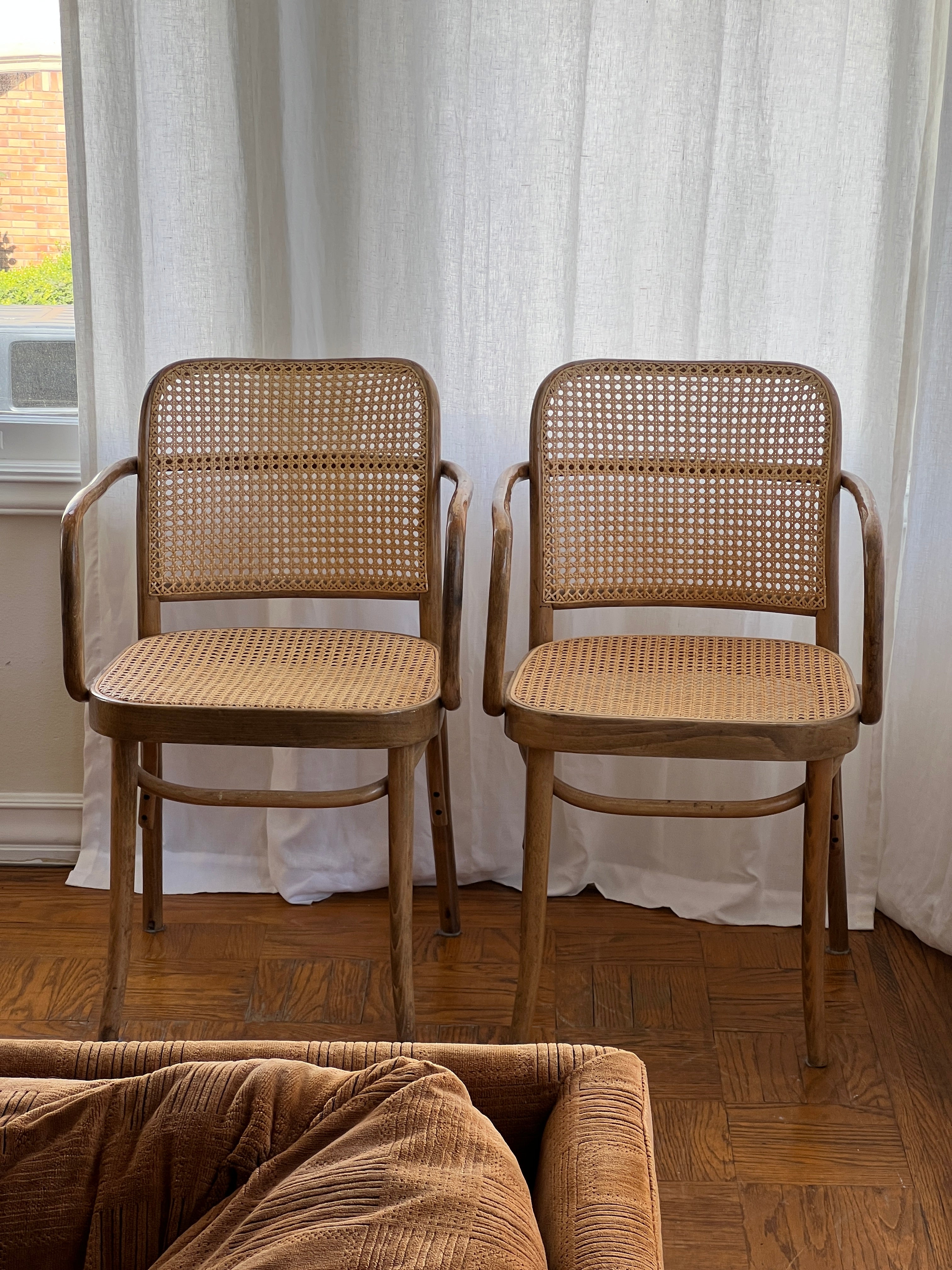 1950s Thonet No. 811 Prague Arm Chairs by Josef Hoffman