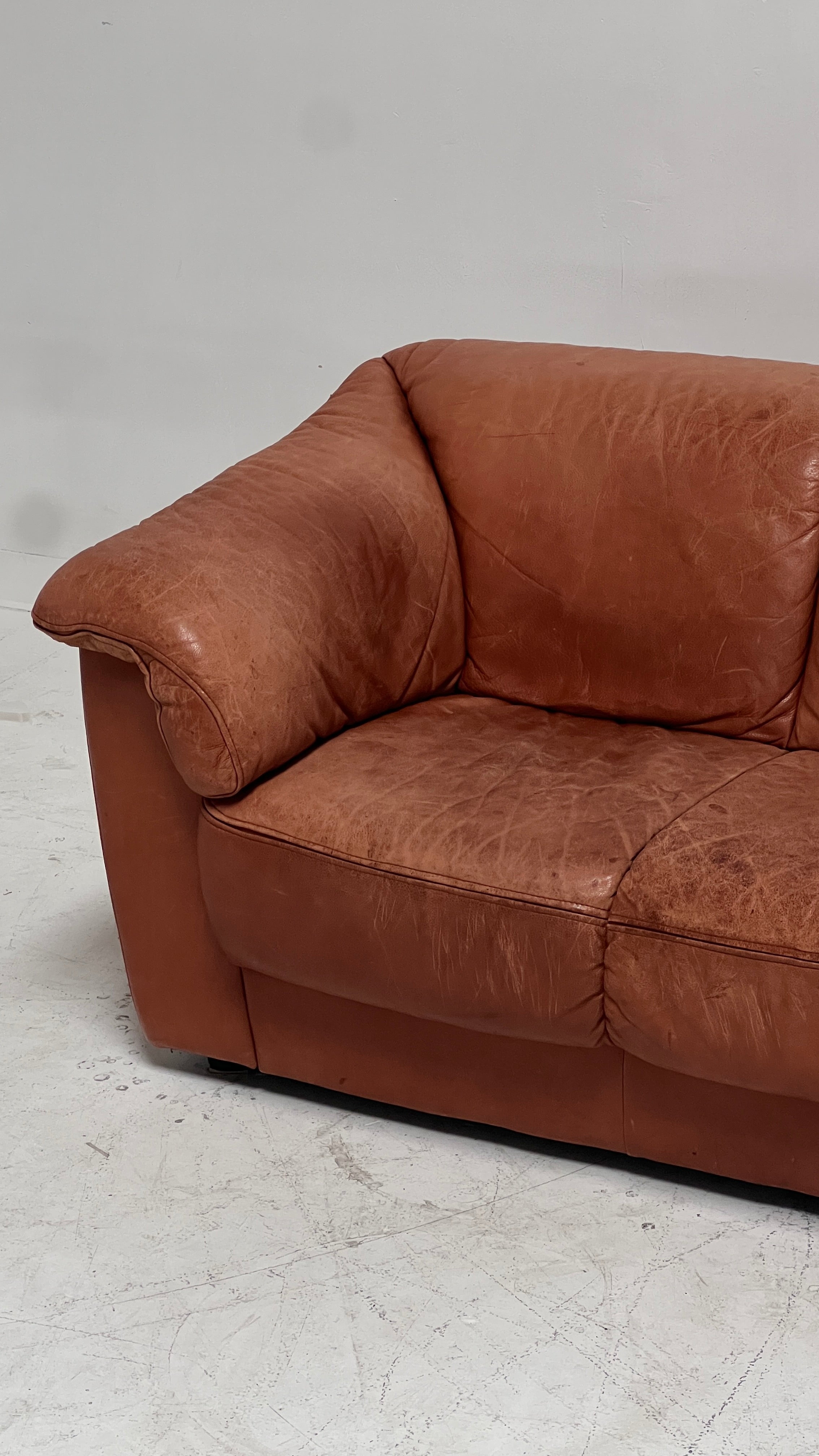 1970s Italian Leather Sofa by Natuzzi