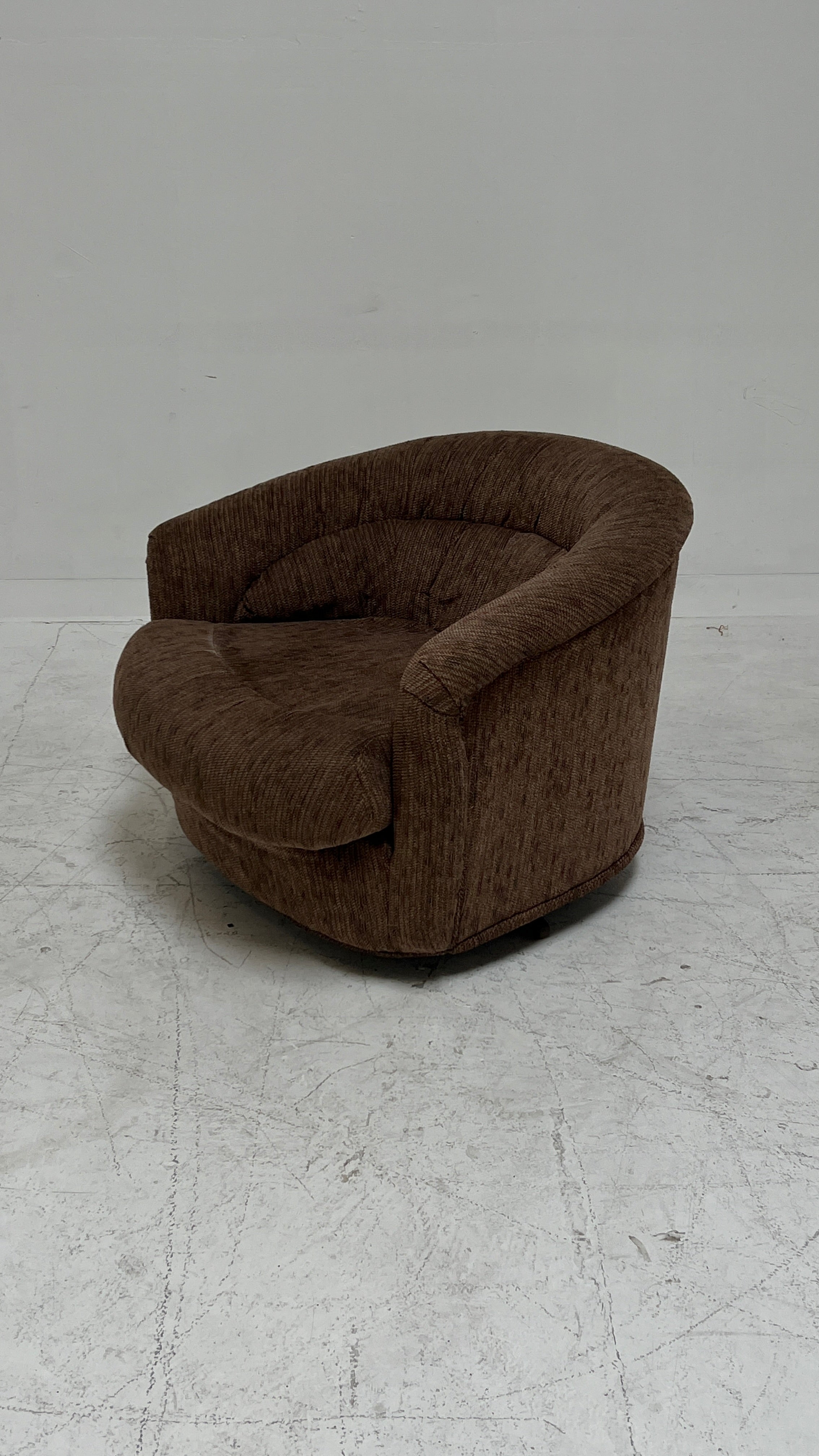 1970s Brown Swivel Barrel Chair