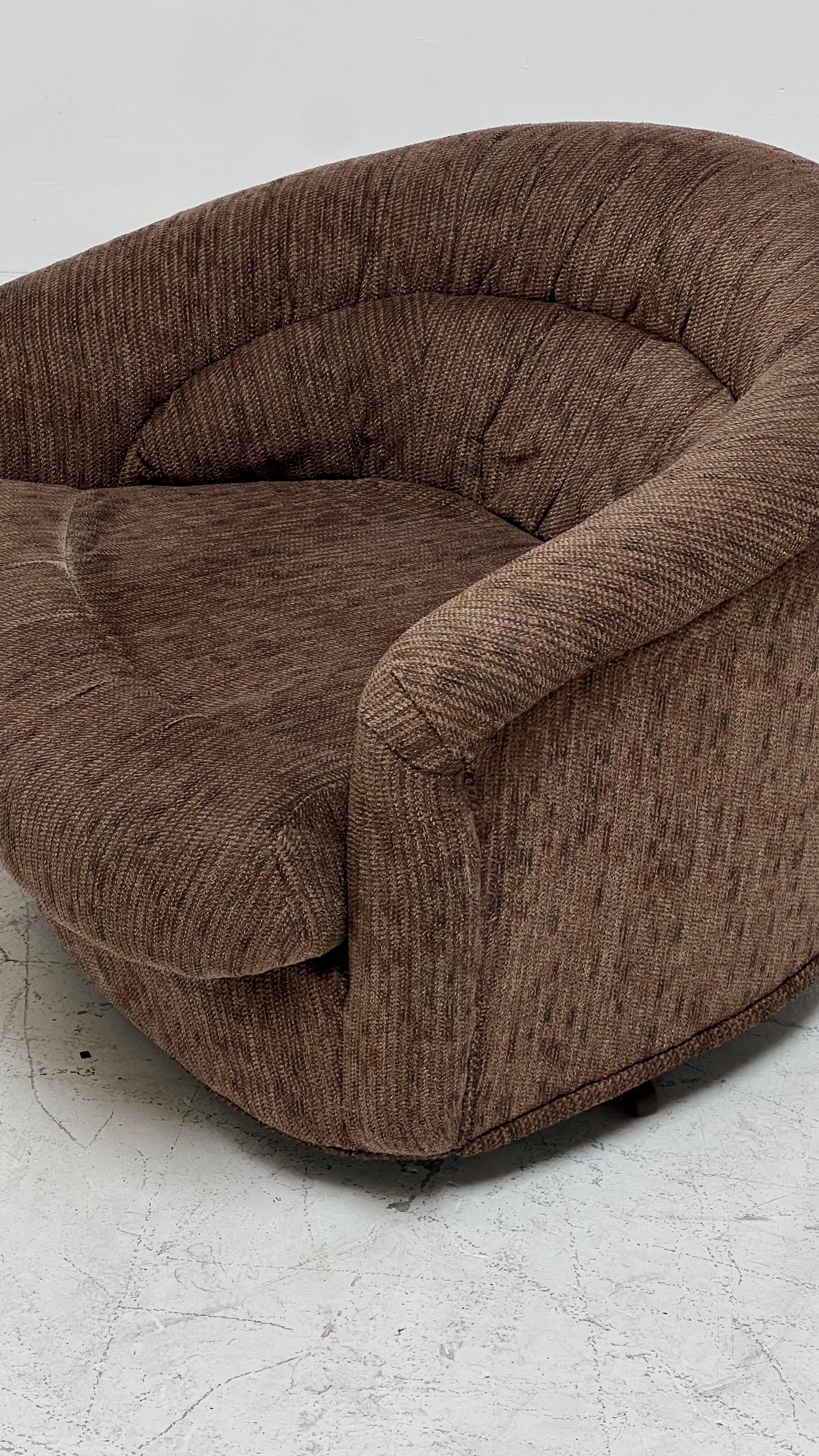 1970s Brown Swivel Barrel Chair