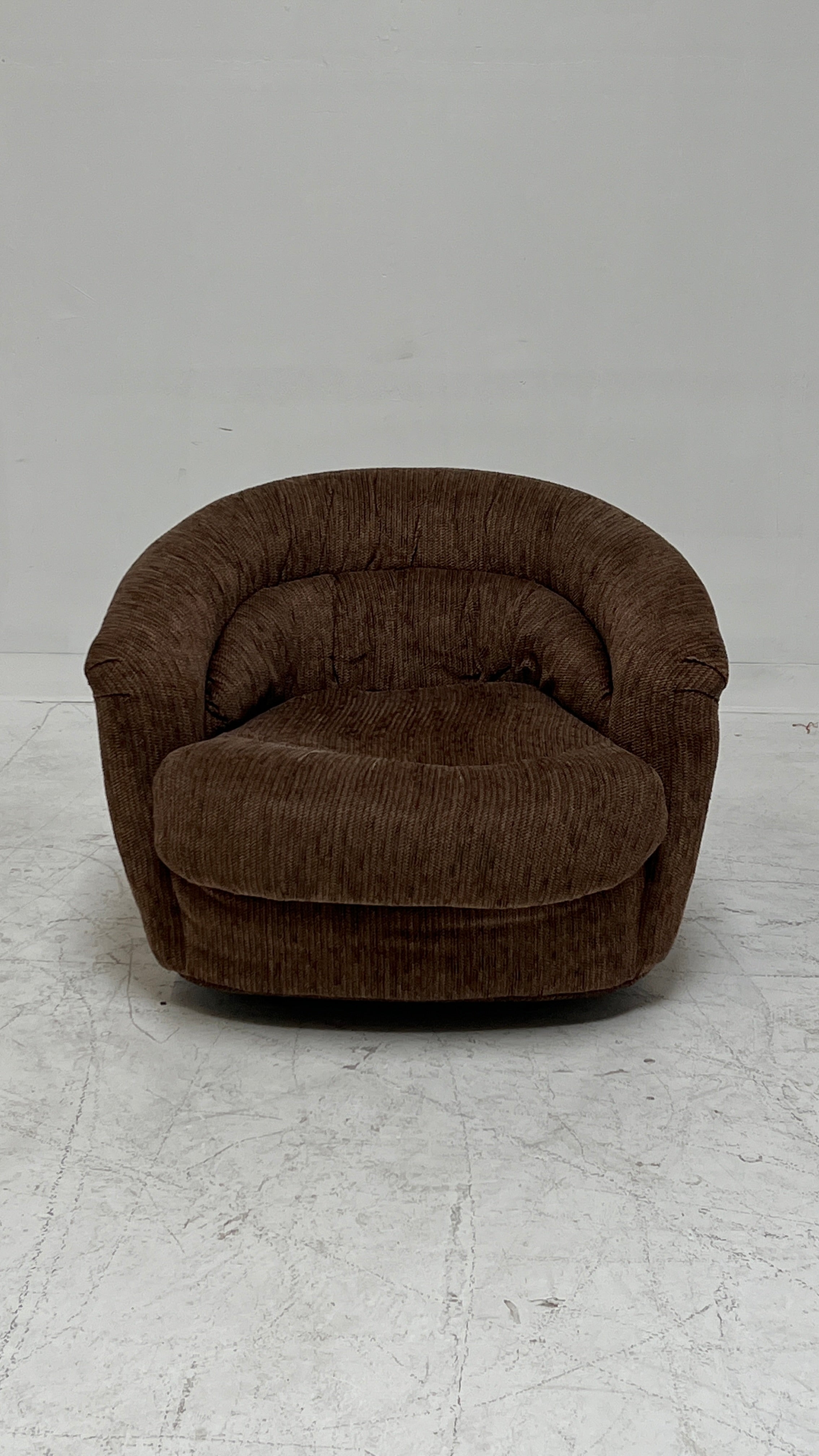 1970s Brown Swivel Barrel Chair