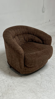 1970s Brown Swivel Barrel Chair