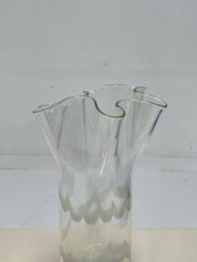 Handblown Glass Vase with White Detail