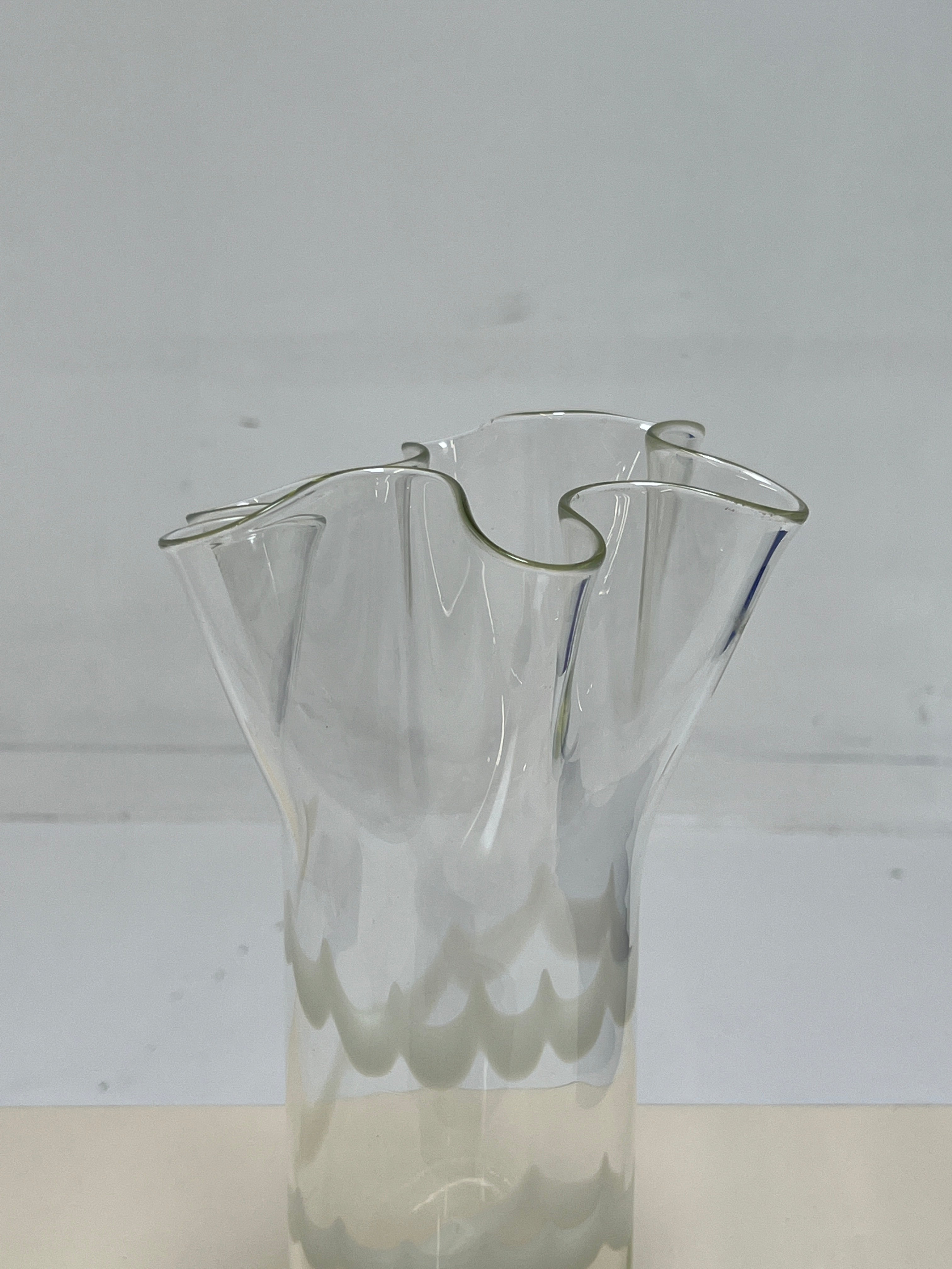 Handblown Glass Vase with White Detail