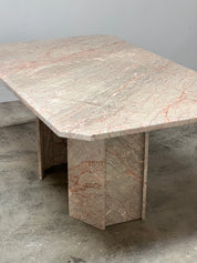 Double Pedestal Pink Marble Dining Table