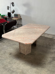 Double Pedestal Pink Marble Dining Table