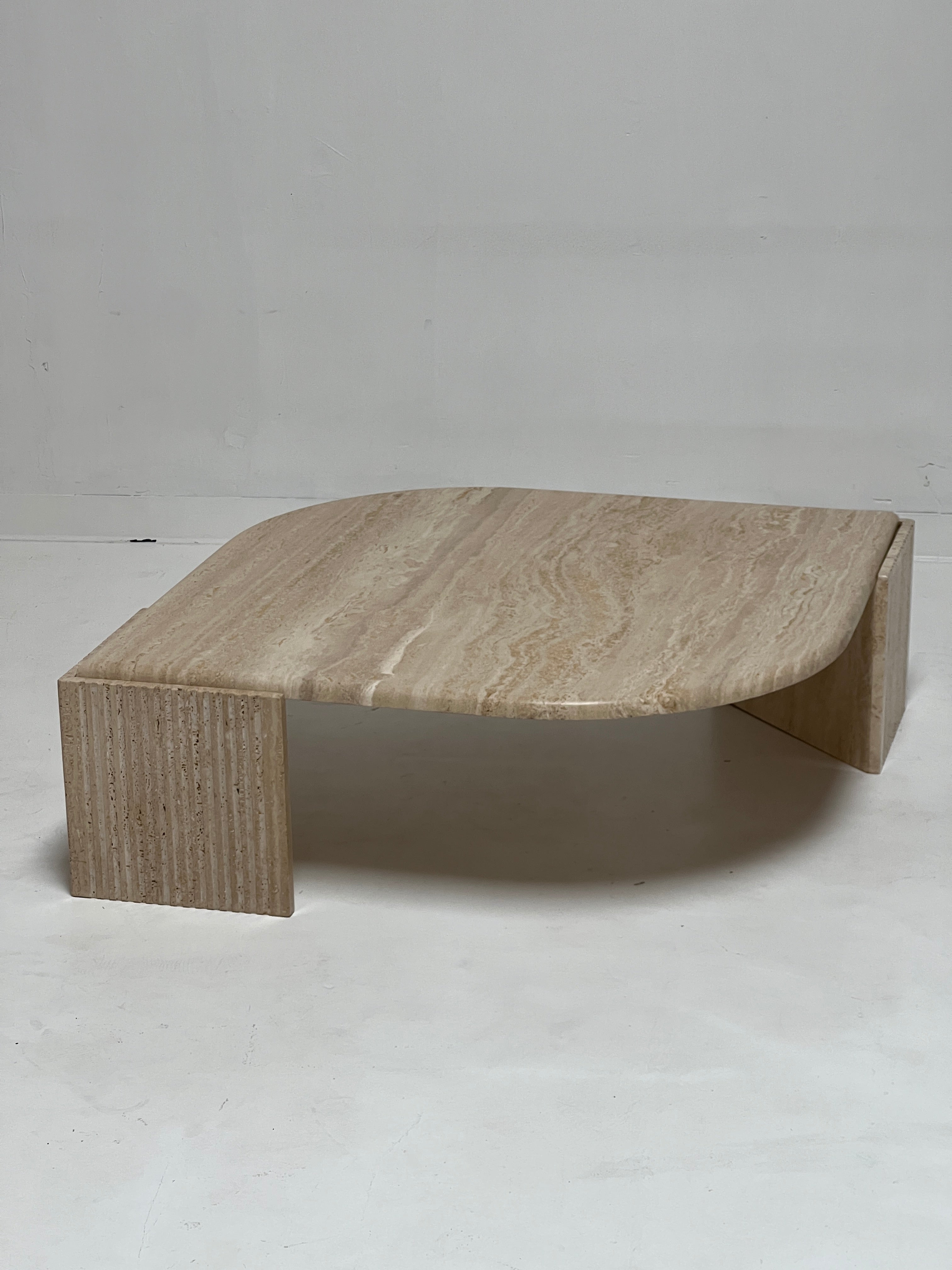 1980s Italian Travertine Coffee Table by Roche Bobois