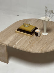 1980s Italian Travertine Coffee Table by Roche Bobois