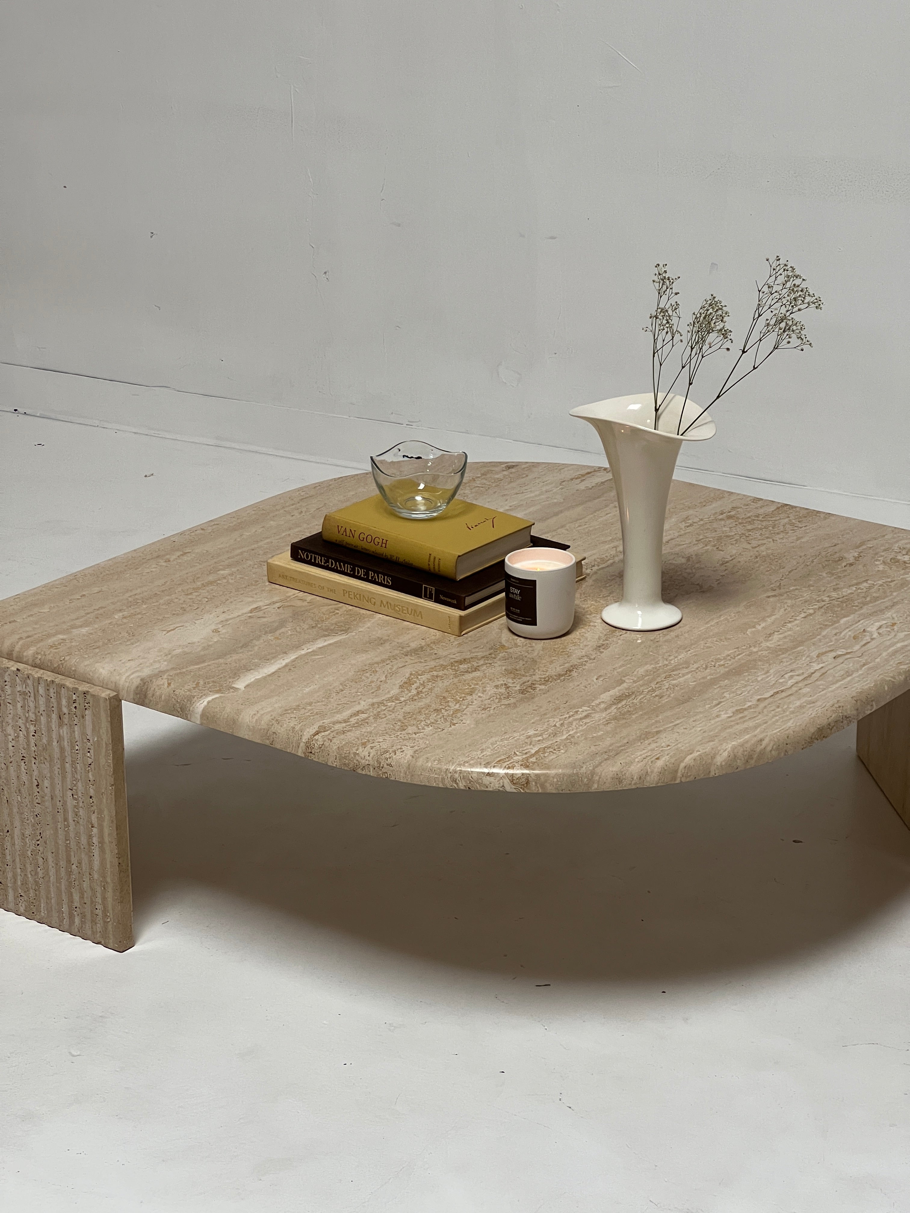 1980s Italian Travertine Coffee Table by Roche Bobois