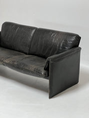 Leolux Bora Bora Black Leather Loveseat