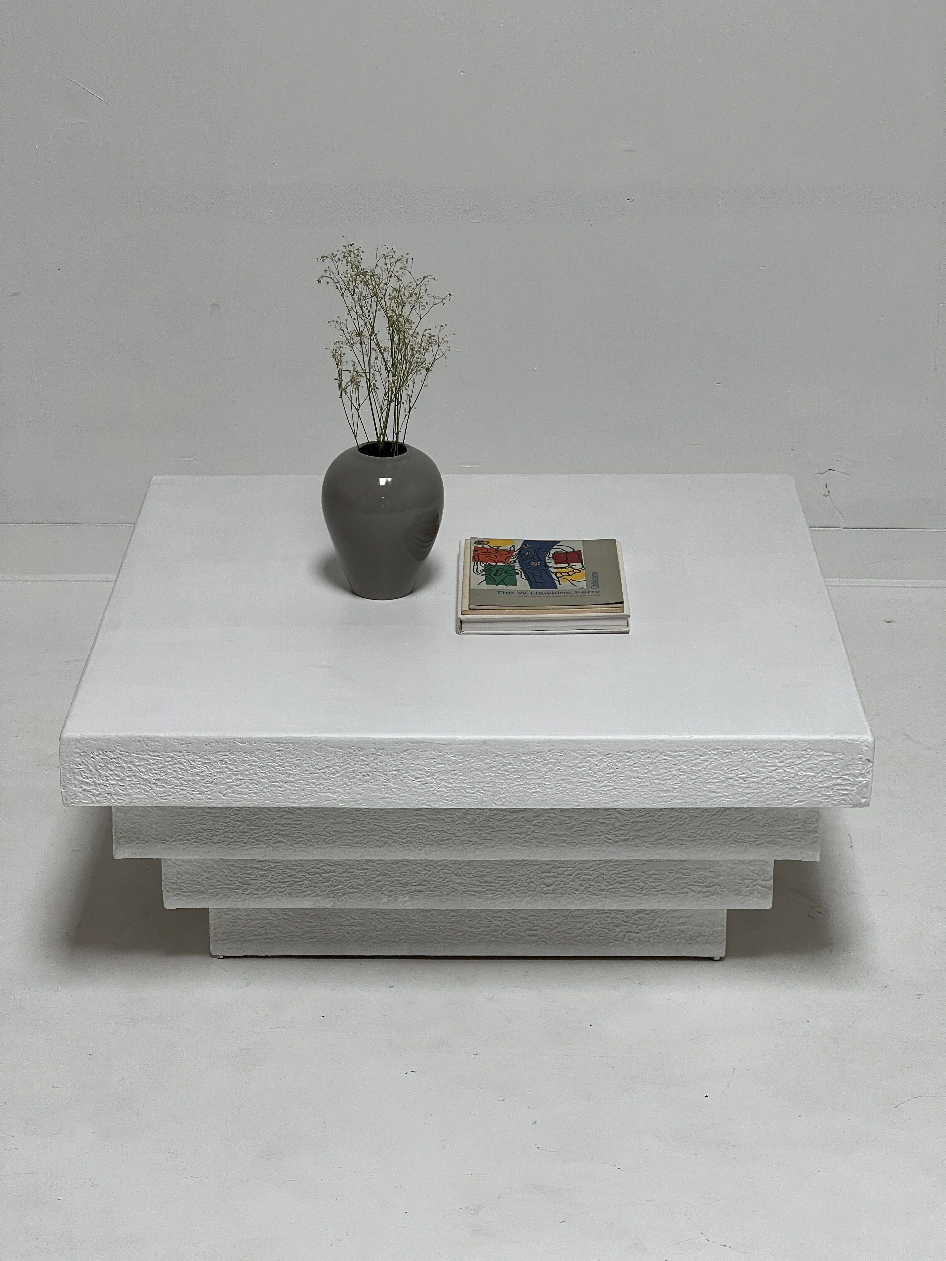 Post Modern White Plastered Coffee Table