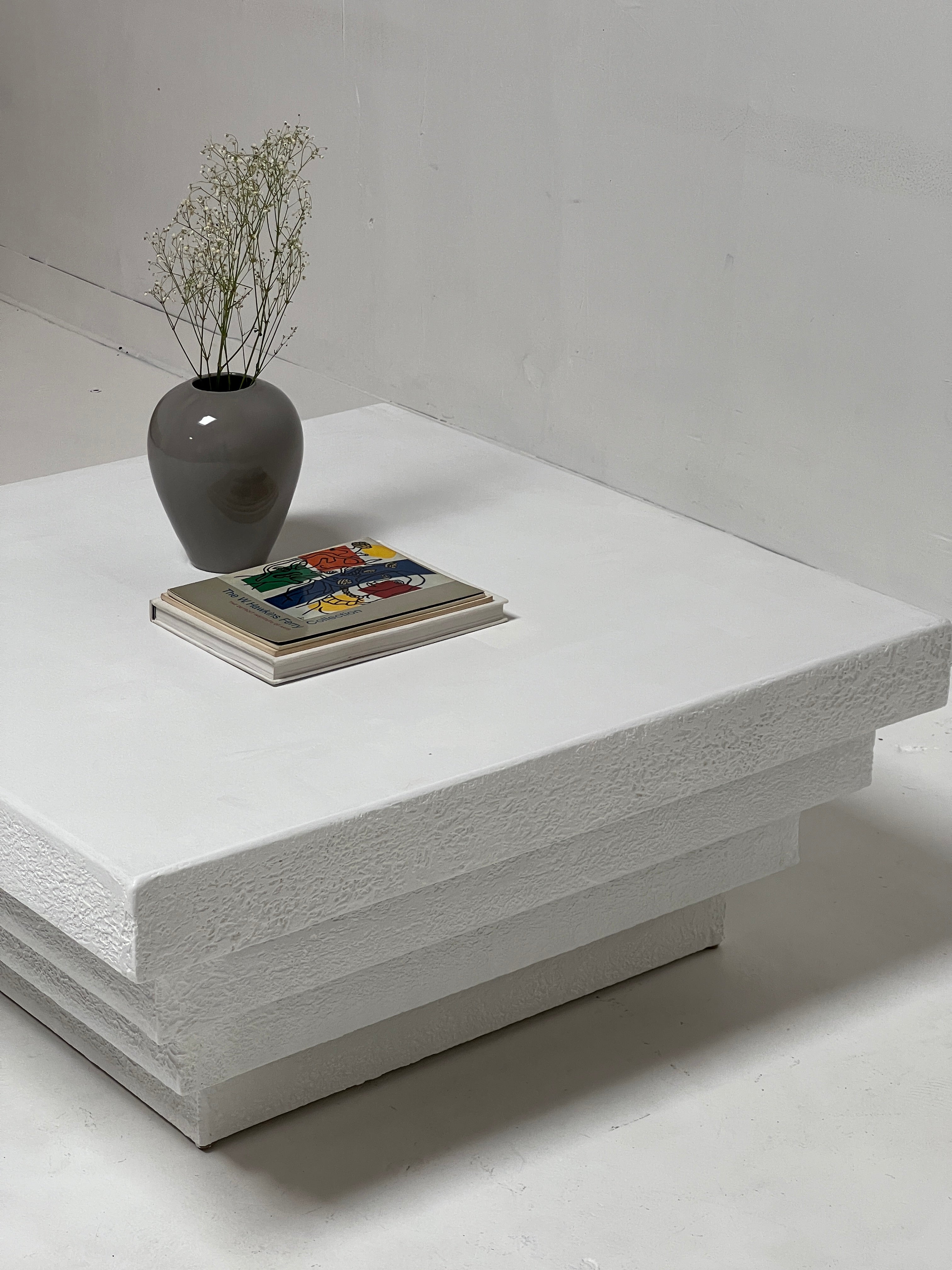 Post Modern White Plastered Coffee Table