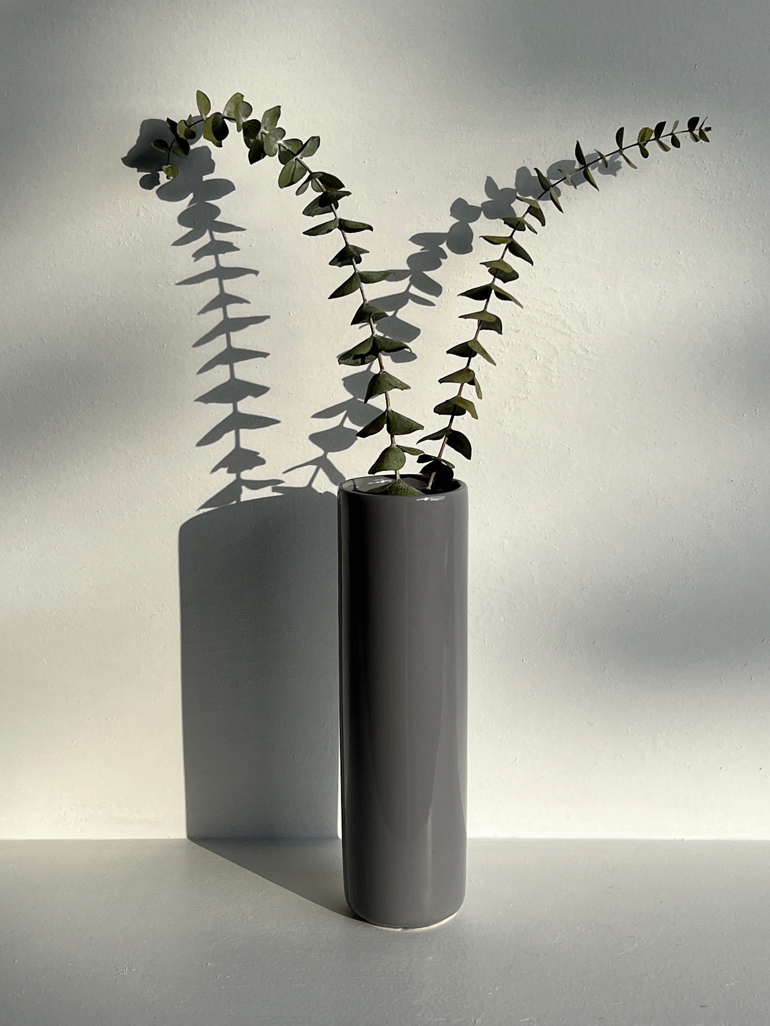 Grey Cylindrical Vase