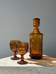 Amber Honeycomb Goblet Glassware