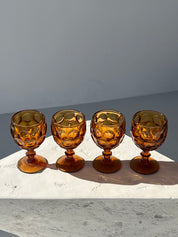 Amber Honeycomb Goblet Glassware