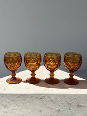 Amber Honeycomb Goblet Glassware