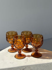 Amber Honeycomb Goblet Glassware